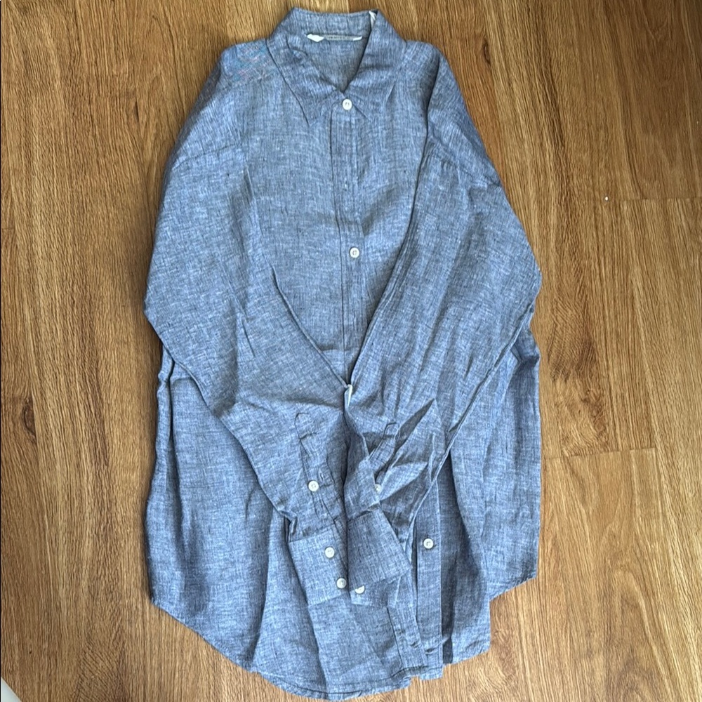 Cubavera Blue Casual Button Down Shirt